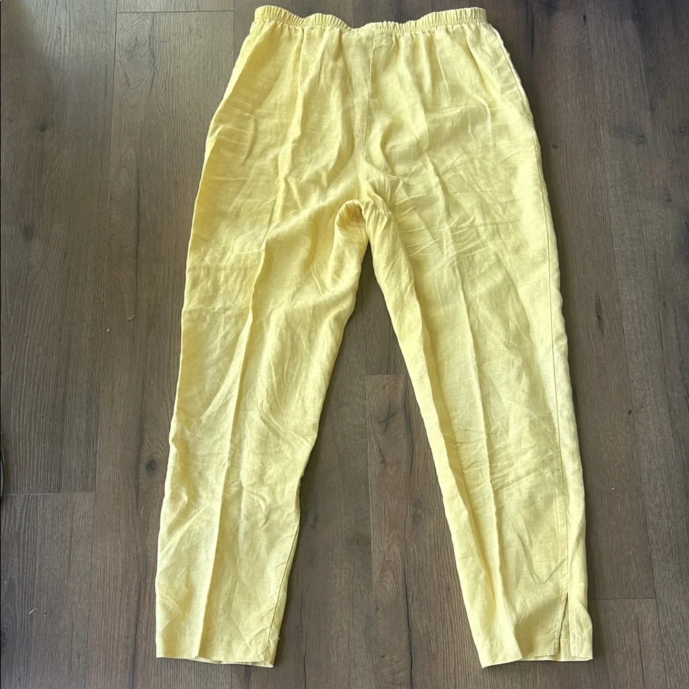 Laura Kieffer Vintage Lightweight Yellow Linen Pants !! Medium